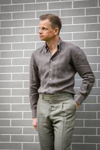 Koszula Havana button down lniana brązowa - Zack Roman