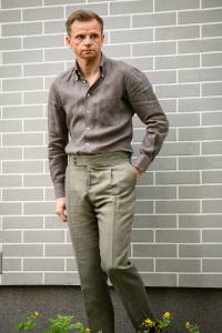 Koszula Havana button down lniana brązowa - Zack Roman