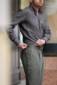 Koszula Havana button down lniana brązowa - Zack Roman