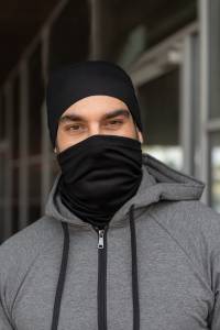 Komin sportowy z wełny merino, czarny