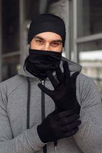 Komin sportowy z wełny merino, czarny