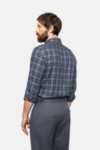 Koszula w kratkę Gingham szara bawełniana - Zack Roman