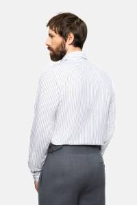 Koszula biała w niebieskie paski multi stripe bawełniana - Zack Roman