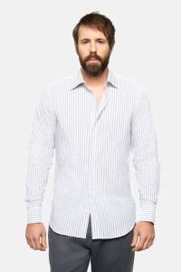 Koszula biała w niebieskie paski multi stripe bawełniana - Zack Roman