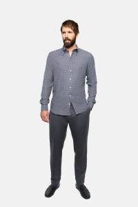 Koszula button down Vichy szara bawełniano-kaszmirowa - Zack Roman