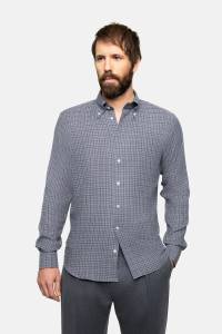 Koszula button down Vichy szara bawełniano-kaszmirowa - Zack Roman