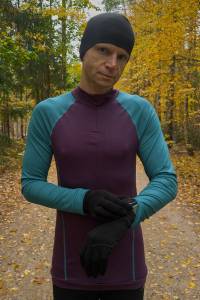 Longsleeve sportowy merino fioletowo-turkusowy 195g - Zack Roman