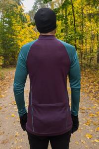 Longsleeve sportowy merino fioletowo-turkusowy 195g - Zack Roman