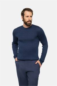 Sweter warkoczowy wełniany granatowy - Zack Roman
