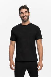 T-shirt sportowy z wełny merino, czarny 
