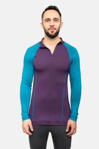 Longsleeve sportowy merino fioletowo-turkusowy 195g - Zack Roman