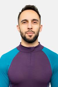 Longsleeve sportowy merino fioletowo-turkusowy 195g - Zack Roman