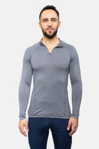 Longsleeve sportowy merino popielaty 195g - Zack Roman