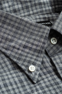 Koszula button down Vichy szara bawełniano-kaszmirowa - Zack Roman