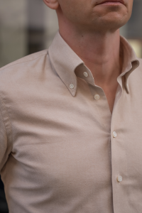 Koszula Pure Tone Oxford Button Down beżowa bawełna organiczna - Zack Roman