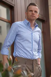 Koszula OCBD w niebieskie paski bawełna oksfordzka - Zack Roman