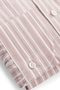 Koszula Silk Touch bordowa w paski bawełniano-lniana z jedwabiem - Zack Roman