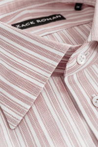 Koszula Silk Touch bordowa w paski bawełniano-lniana z jedwabiem - Zack Roman