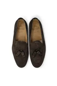 Brązowe tassel loafers zamszowe Berwick - Zack Roman