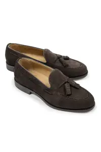 Brązowe tassel loafers zamszowe Berwick - Zack Roman