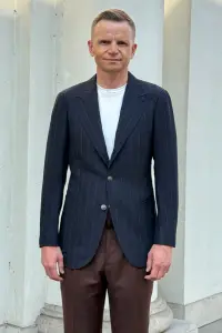 Marynarka Rowing Blazer, granatowa w pasy, wełniana