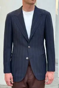 Marynarka Rowing Blazer, granatowa w pasy, wełniana