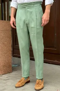 Spodnie lniane Sorrento miętowe - Zack Roman