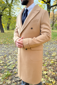 Płaszcz Polo beżowy wełniany angorowy 740g - Zack Roman