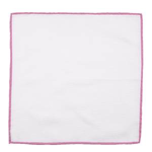 Linen pocket handkerchief with pink edge