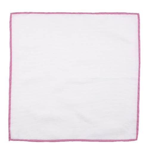 Linen pocket handkerchief with pink edge