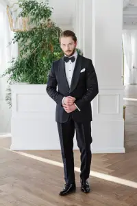 Smoking czarny jednorzędowy wełniany - Zack Roman