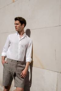 Koszula button down biała lniana - Zack Roman