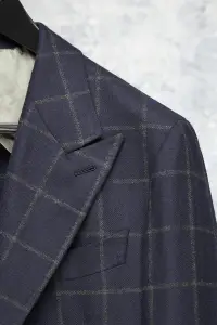 Garnitur Firenze kratka windowpane granatowy wełniany - Zack Roman