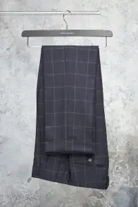 Garnitur Firenze kratka windowpane granatowy wełniany - Zack Roman