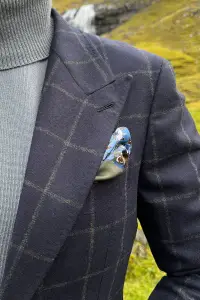 Garnitur Firenze kratka windowpane granatowy wełniany - Zack Roman