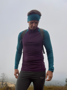 Longsleeve sportowy merino fioletowo-turkusowy 195g - Zack Roman
